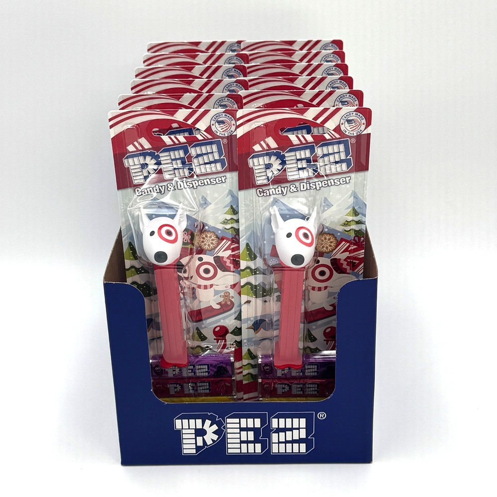 Pez Target Bullseye Dog Candy Dispenser‎ 12 Count Display Case NEW